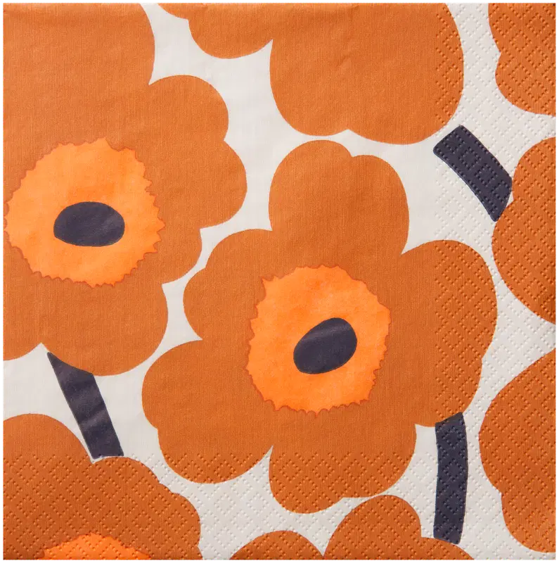 Marimekko Unikko 橙色餐巾 20张/24厘米|Marimekko Unikko oranssi lautasliina 20kpl/24cm