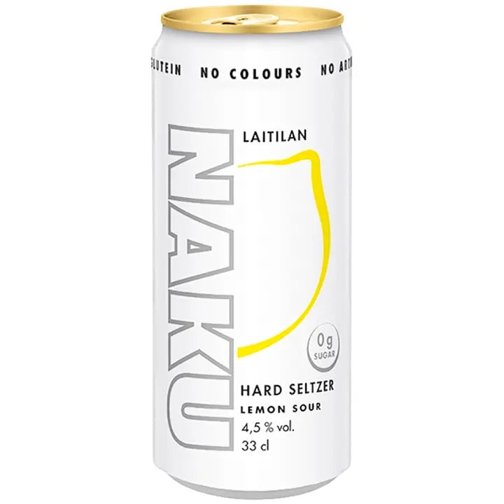 Laitilan Naku Lemon Sour 4,5 til-% 0,33L hard seltzer|Laitilan Naku 柠檬酸 4.5 vol% 0.33L 硬苏打水