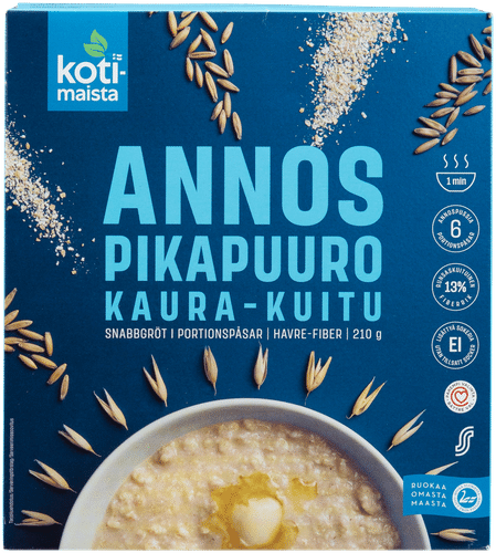 Kotimaista annospikapuuro kaurahiutale ja kuitu 210 g (6 x 35 g)|Kotimaista 速食燕麦粥 燕麦片加纤维 210克(6 x 35克)