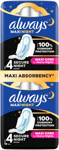 Always Maxi Night 4 siivekkeillä 18kpl terveysside