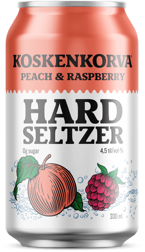 Koskenkorva Hard Seltzer 桃子-覆盆子 4.5% 33cl 罐装