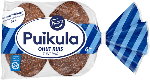 Fazer Puikula Ohut ruis 6kpl 210g|Fazer Puikula 薄黑麦面包 6片 210g