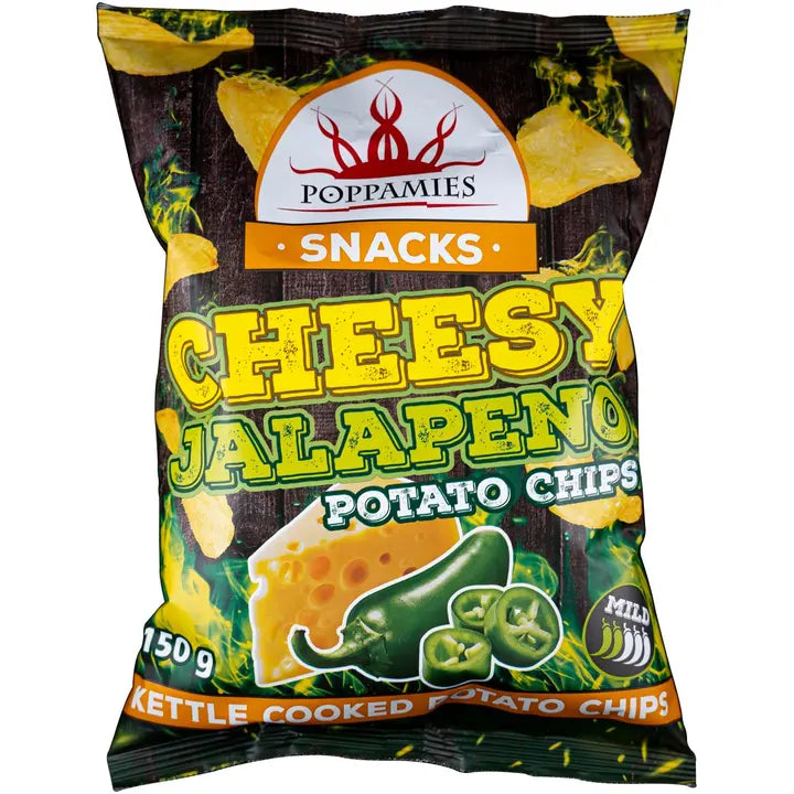 Poppamies Snacks Cheesy Jalapeno Potato Chips perunalastut 150g-Poppamies 零食芝士墨西哥辣椒薯片 150g