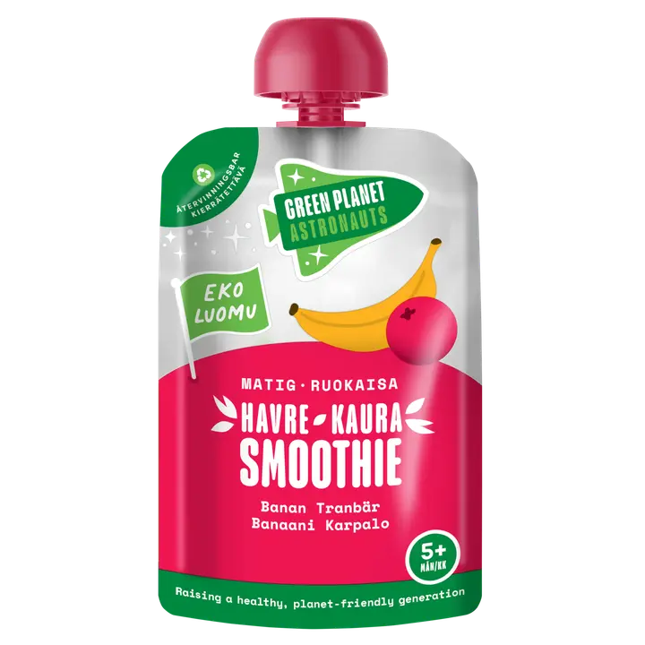 Green Planet Astronauts LUOMU kaurasmoothie karpalo-banaani 100g 5kk+|Green Planet Astronauts 有机燕麦冰沙蔓越莓香蕉 100 克 5 个月+