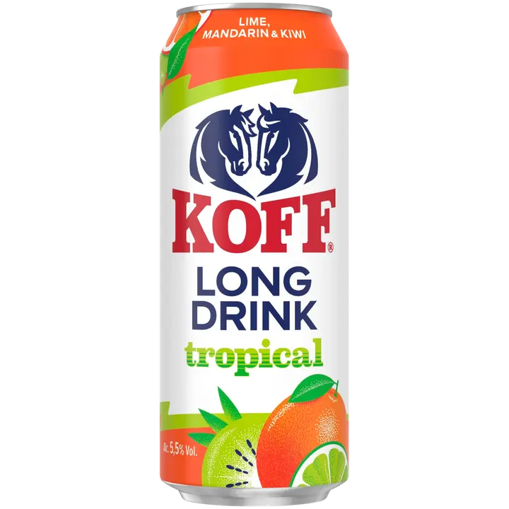 Koff Long Drink Tropical Lime-Mandarin-Kiwi long drink 5,5 % tölkki 0,5 L|Koff 长饮热带青柠-橘子-猕猴桃长饮 5.5% 罐装 0,5 L
