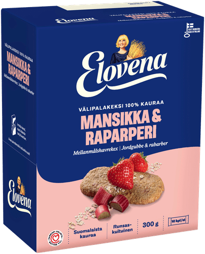 Elovena 10x30g 草莓大黄全麦零食饼干 100%燕麦|Elovena 10x30g mansikka-raparperi täysjyvä välipalakeksi 100% kauraa