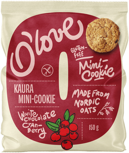 Porokylän O´love 白巧克力蔓越莓曲奇 150克 无麸质|Porokylän O´love Valkosuklaa-Karpalo cookie 150 g gluteeniton