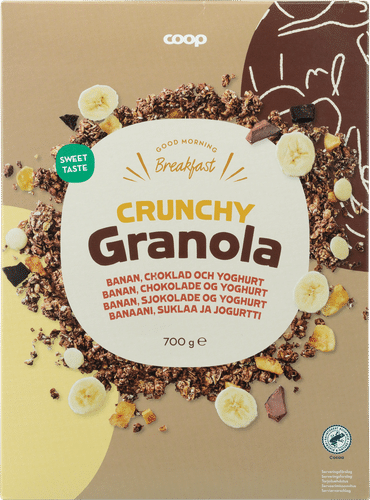 Coop crunchy granola banaani, suklaa ja jogurtti 700 g|Coop 香蕉、巧克力与酸奶脆格兰诺拉 700 g