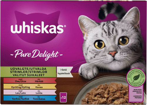 Whiskas 1+ Pure Delight 伟嘉 精选肉条配肉冻 (12 x 85 克)