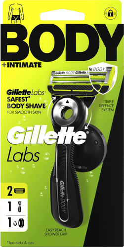 Gillette Labs身体+私密剃毛刀+2个替换刀头+淋浴挂架
