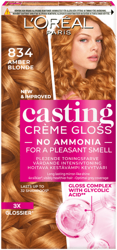 L'Oréal Paris Casting Crème Gloss 834 欧莱雅 琥珀金发 自然浅金铜金色半永久染发 1件