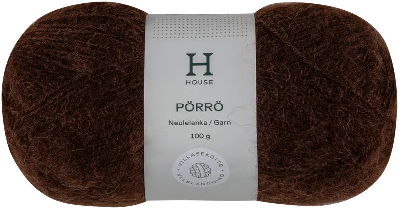 House 马海毛-羊毛-腈纶线 Pörrö 100g 棕色 1182|House lanka mohair-villa-akryyli Pörrö 100 g Brown 1182