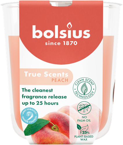 Bolsius True Scents – 香薰蜡烛杯 – 蜜桃 – 小号|Bolsius True Scents – tuoksukynttilä lasissa – Peach – pieni