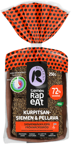 Leipomo Rosten 罗斯滕籽脆南瓜亚麻籽薄脆面包12片 250g|Rosten Siemenrapeat Kurpitsa & Pellava siemennäkkileipä 12kpl 250g