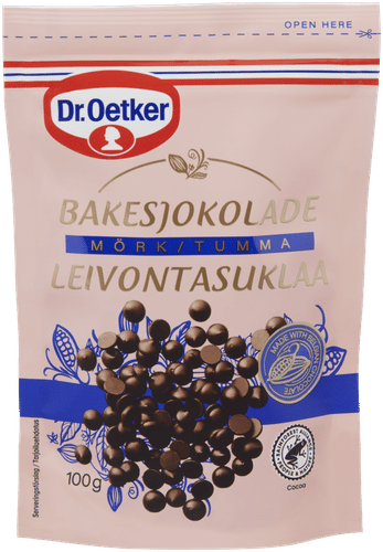 Dr. Oetker Tummasuklaanappi leivontaan 100g|Dr. Oetker 烘焙用黑巧克力豆 100g