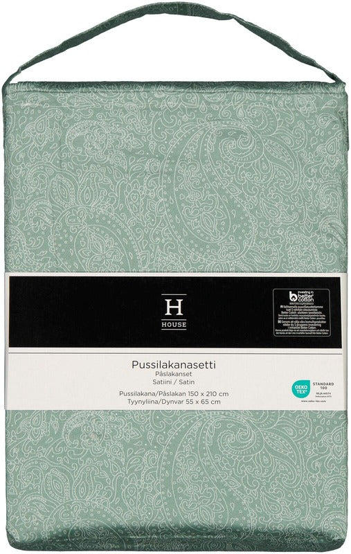 House 缎面被套套装 Paisley 150x210厘米,绿色