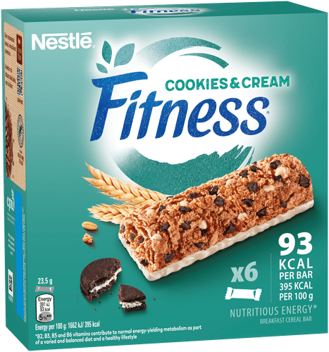 Fitness 雀巢 Fitness 曲奇奶油谷物棒 6x23.5g|Nestlé Fitness 6x23.5g Cookies & Cream viljapatukka