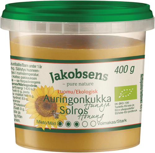 Jakobsens 400g luomu auringonkukkahunaja|Jakobsen S 400g 有机向日葵蜂蜜