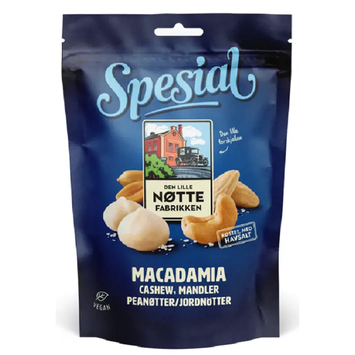 Den Lille Nøttefabrikken Spesial pähkinäsekoitus 190g-Den Lille Nøttefabrikken 特殊坚果混合物 190g