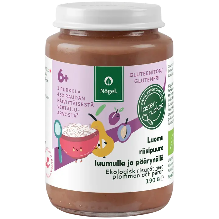 Nôgel luomu riisipuuro luumulla ja päärynällä, 190 g|Nôgel 有机李子梨粥, 190 g