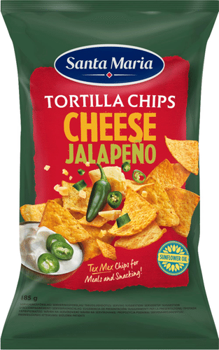 Santa Maria 玉米片奶酪与墨西哥辣椒味 185g|Santa Maria Tortilla Chips Cheese & Jalapeño Tortillasipsit, juusto & jalapeno 185g