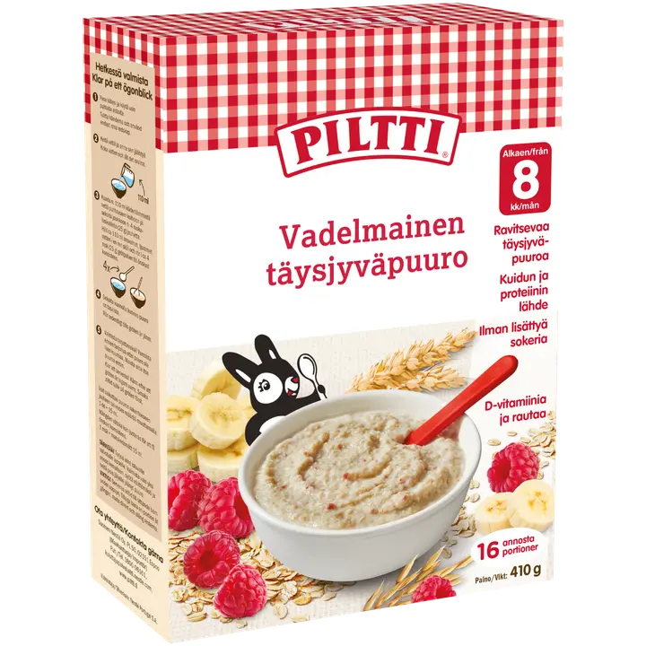 PILTTI 410g Vadelmainen täysjyväpuuro 8kk|Piltti 410克覆盆子全麦粥8个月