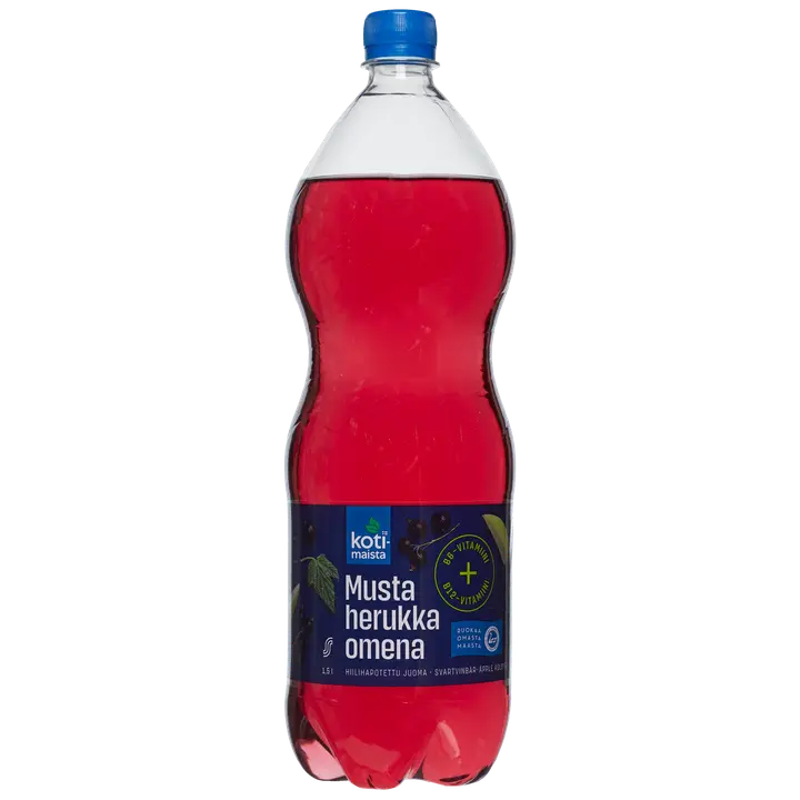 Kotimaista mustaherukka-omena B6 + B12 hiilihapotettu juoma 1,5l|Kotimaista 黑加仑苹果B6+B12碳酸饮料 1,5l