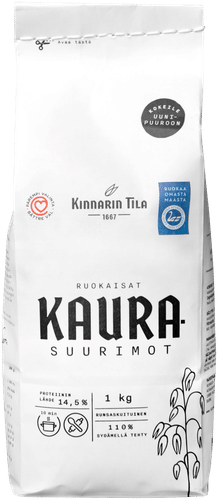 Kinnarin Tila Ruokaisat kaurasuurimot 1 kg|Kinnarin Tila 即食燕麦粒 1 kg