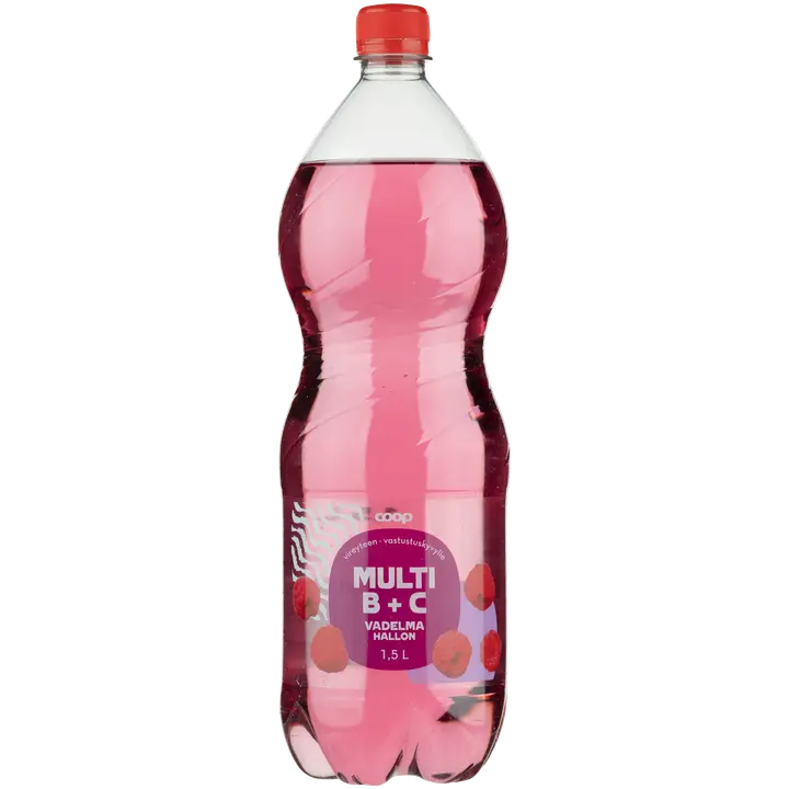 Coop vadelma B + C-vitamiini hiilihapotettu juoma 1,5l|Coop 覆盆子B+维生素C碳酸饮料 1,5l