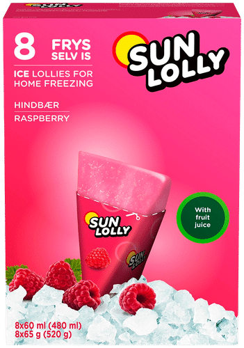 Sun Lolly 8x60ml/65g Pakasta itse mehujää Vadelma|Sun Lolly 8x60ml/65g 冷冻自己的冰淇淋 覆盆子