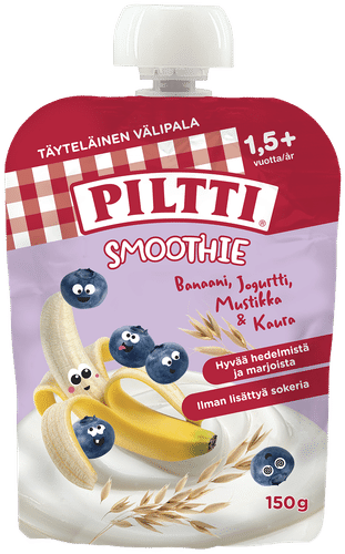 Piltti 150克酸奶蓝莓香蕉燕麦 smoothie(1.5岁以上)便携装|Piltti 150g Smoothie Jogurtti-mustikka-banaani-kaura 1,5v+ annospussi