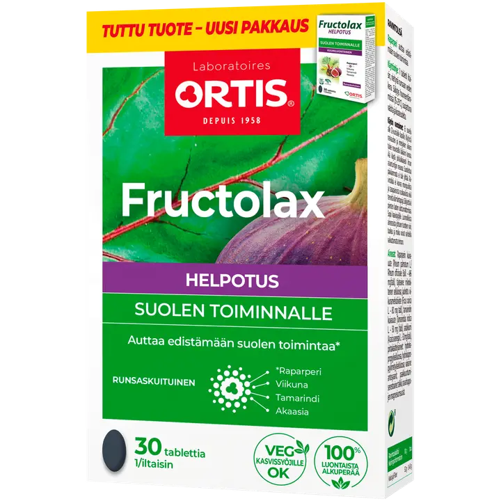 Fructolax Helpotus hedelmäkuitutabletti runsaskuituinen ravintolisä 23,7g/30kpl-Fructolax 果纤维片 高纤维膳食补充剂 23.7g/30片