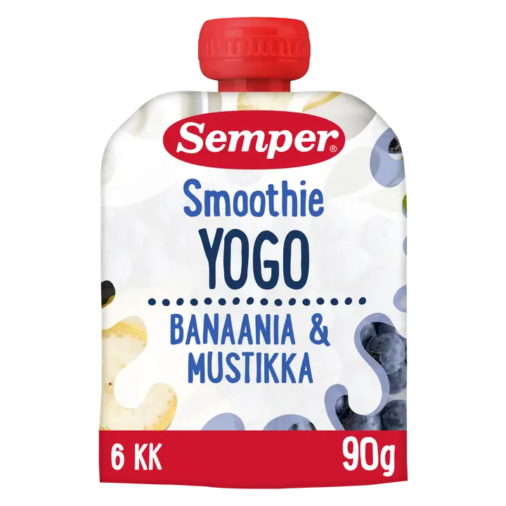 Semper Yogo Smoothie Banaani & mustikka 6kk jogurtti-hedelmäsose 90g|Semper Yogo Smoothie 香蕉蓝莓 6 个月酸奶果泥 90g