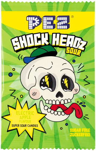Pez Shock Headz Green Apple kirpeä makeinen 25g