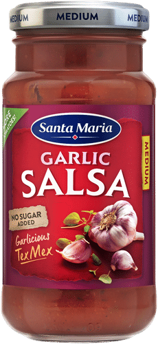 Santa Maria 蒜味中辣莎莎酱 230 g|Santa Maria Garlic Salsa Medium valkosipulilla maustettu salsakastike 230 g