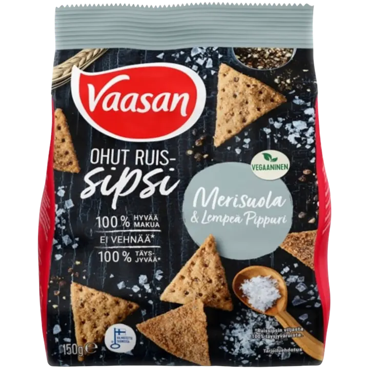 Vaasan Ruissipsi Merisuola & Lempeä pippuri 150g-Vaasan 黑麦片 海盐和淡胡椒 150g