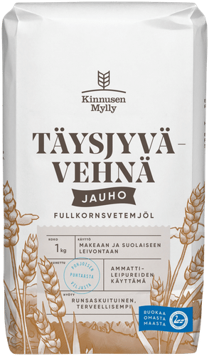 Kinnusen Mylly Täysjyvävehnäjauho 1 kg|Kinnusen Mylly 全麦小麦粉 1 kg