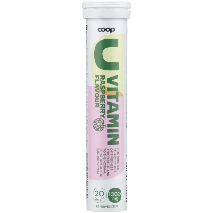 Coop C-vitamiini 1000 mg Vadelma poretabletti 20 kpl-Coop 维生素 C 1000 毫克覆盆子泡腾片 20 kpl