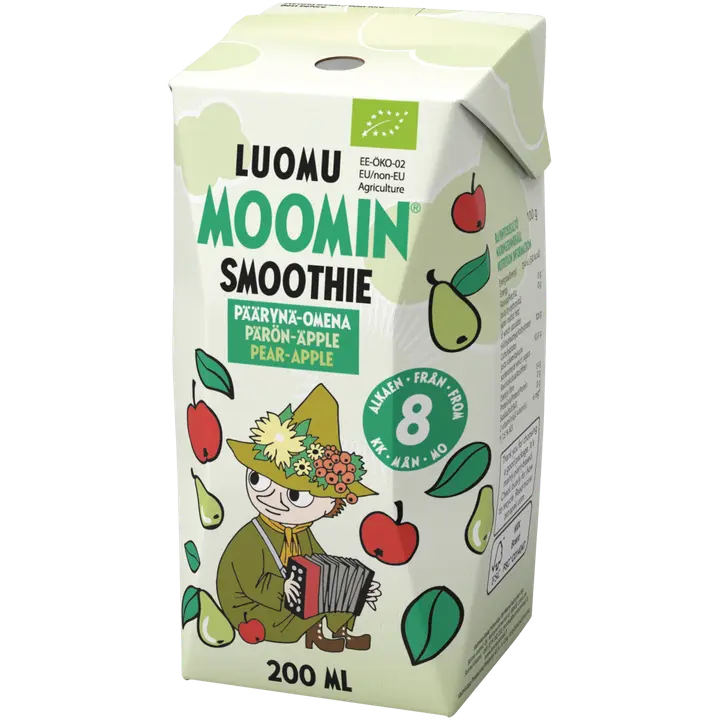Moomin päärynä omena smoothie luomu 200ml|Moomin 梨苹果冰沙有机 200ml