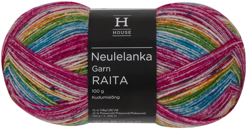 House 条纹花样袜线 100克 彩虹色 33135|House sukkalanka Raita-kuvio 100 g rainbow 33135