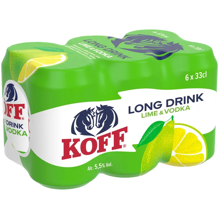 6-pack Koff Long Drink Lime 5,5 % tölkki 0,33 L|Koff 6 罐装 Koff 长饮青柠 5.5% 罐装 0,33 L