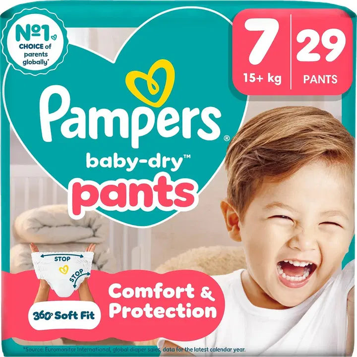 Pampers Baby Dry Pants S7 15+ kg 29kpl housuvaippa|Pampers 婴儿干爽裤 S7 15+ 公斤 29 片裤尿布