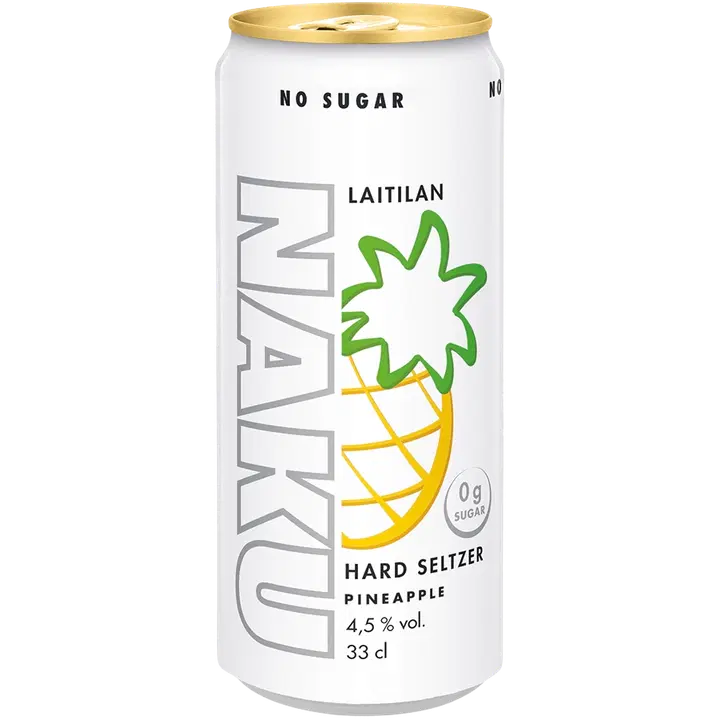 Laitilan Naku Pineapple 4,5 til-% 0,33L hard seltzer|Laitilan Naku 菠萝 4.5 vol% 0.33L 硬苏打水