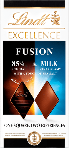 Lindt EXCELLENCE Yhdistelmä hienoa tummaa 85% suklaata ja merisuolaa (50%) sekä maitosuklaata (50%) 100g