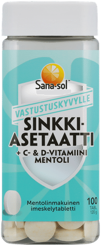 Sana-sol 锌醋酸盐+维生素C&D薄荷含片膳食补充剂 100片/120克