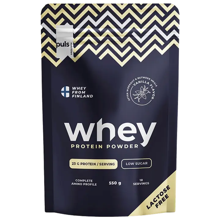 PULS WHEY Vanilja proteiinijauhe 550g laktoositon kotimainen-Puls WHEY 香草蛋白粉 550g 无乳糖 国产