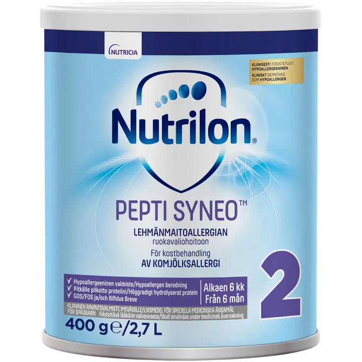 Nutrilon Pepti Syneo 2 400g 临床营养配方粉(6-12月龄)|Nutrilon Pepti Syneo 2 400g, kliininen ravintovalmiste lehmänmaitoallergian ruokavaliohoitoon, jauhe, 6-12kk
