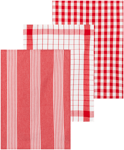 Tex Home keittiöpyyhe Stripes 3kpl punainen