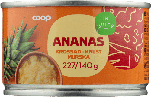 Coop 菠萝碎(全果汁浸泡) 227/140 g|Coop ananasmurska täysmehussa 227/140 g