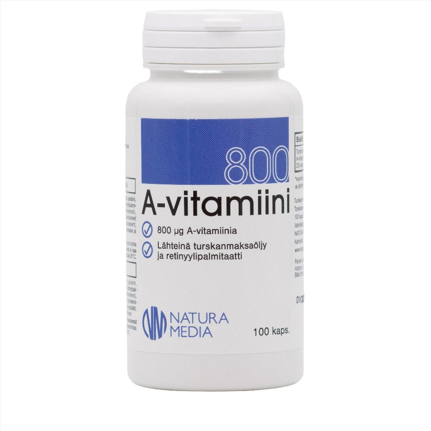 Natura Media A-vitamiini 800 µg 100 kaps.|Natura Media 维生素A 800微克 100粒